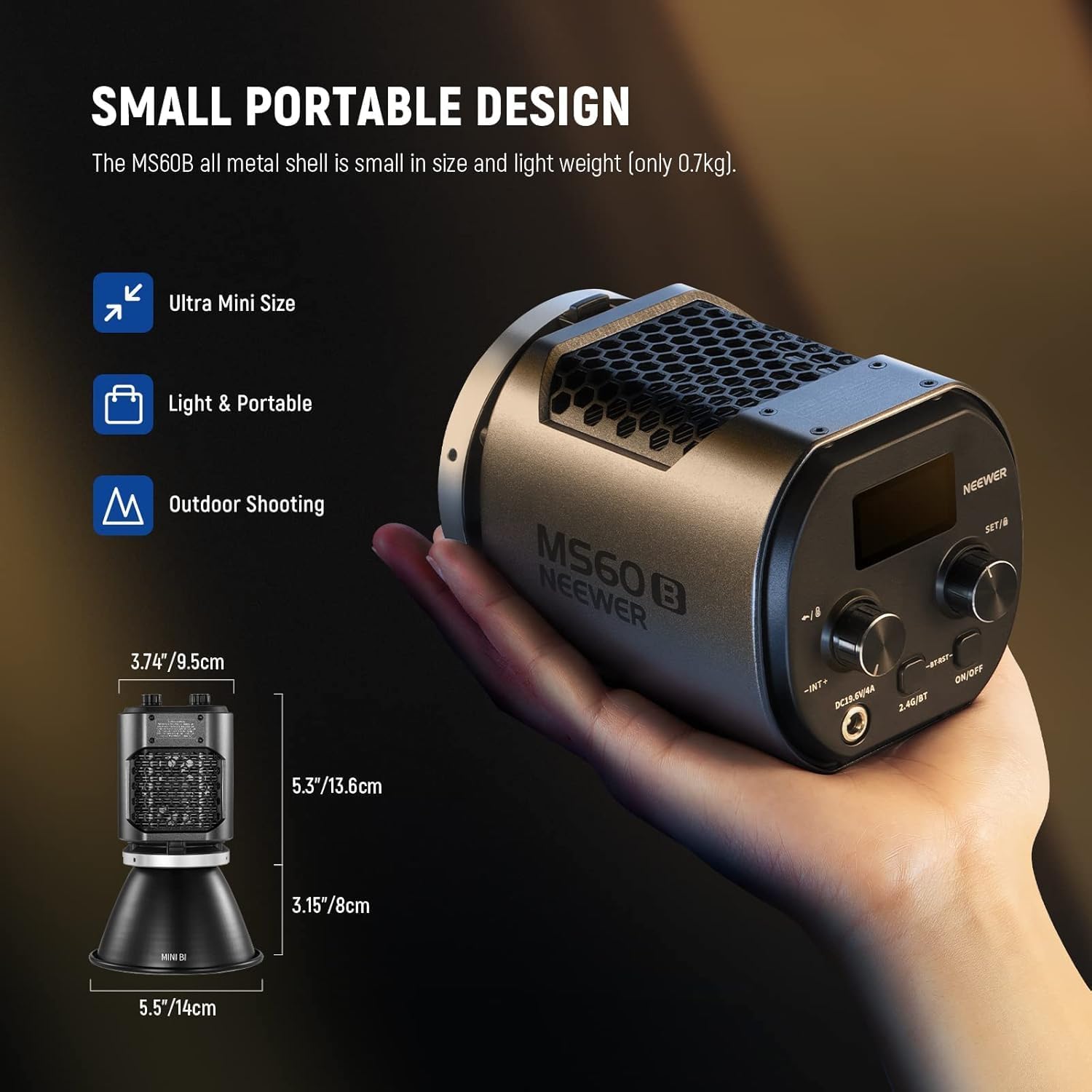 Thumbnail 2 de NEEWER MS60B Bi-Colour COB Portable Video Light
