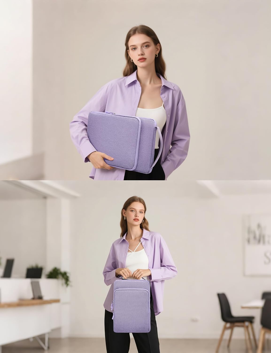 Detalle 2 de HYZUO 14-15 Zoll Laptop-Schutztasche Flieder Lila – 14–15 Zoll kompatibel mit MacBook Air/Pro, Dell, HP, Lenovo, Asus, Acer, Huawei