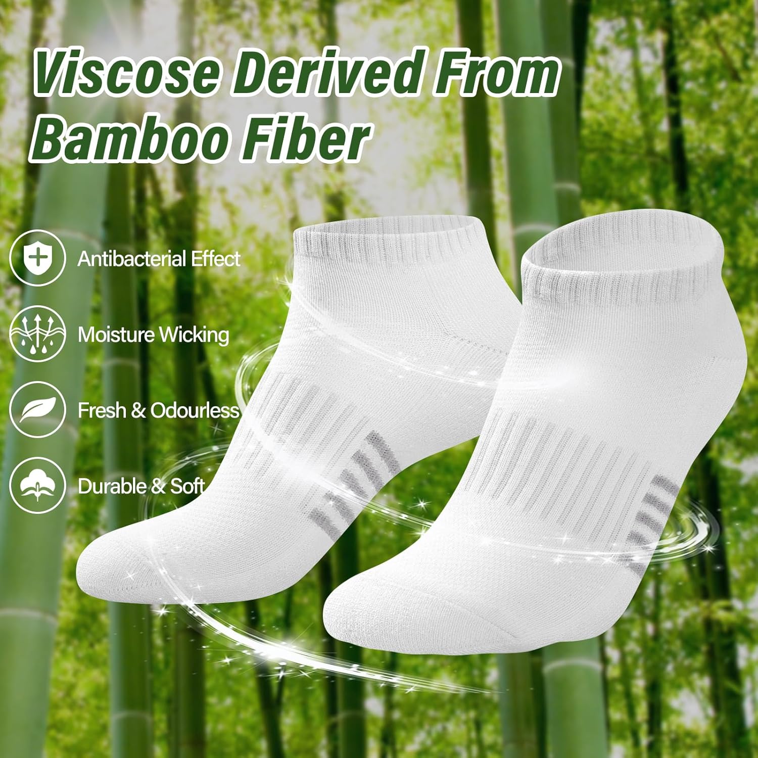 Thumbnail 1 de Effeeet Bamboo Trainer Socks Womens 6 Pairs – Breathable, Cushioned Ankle Socks for Active Women