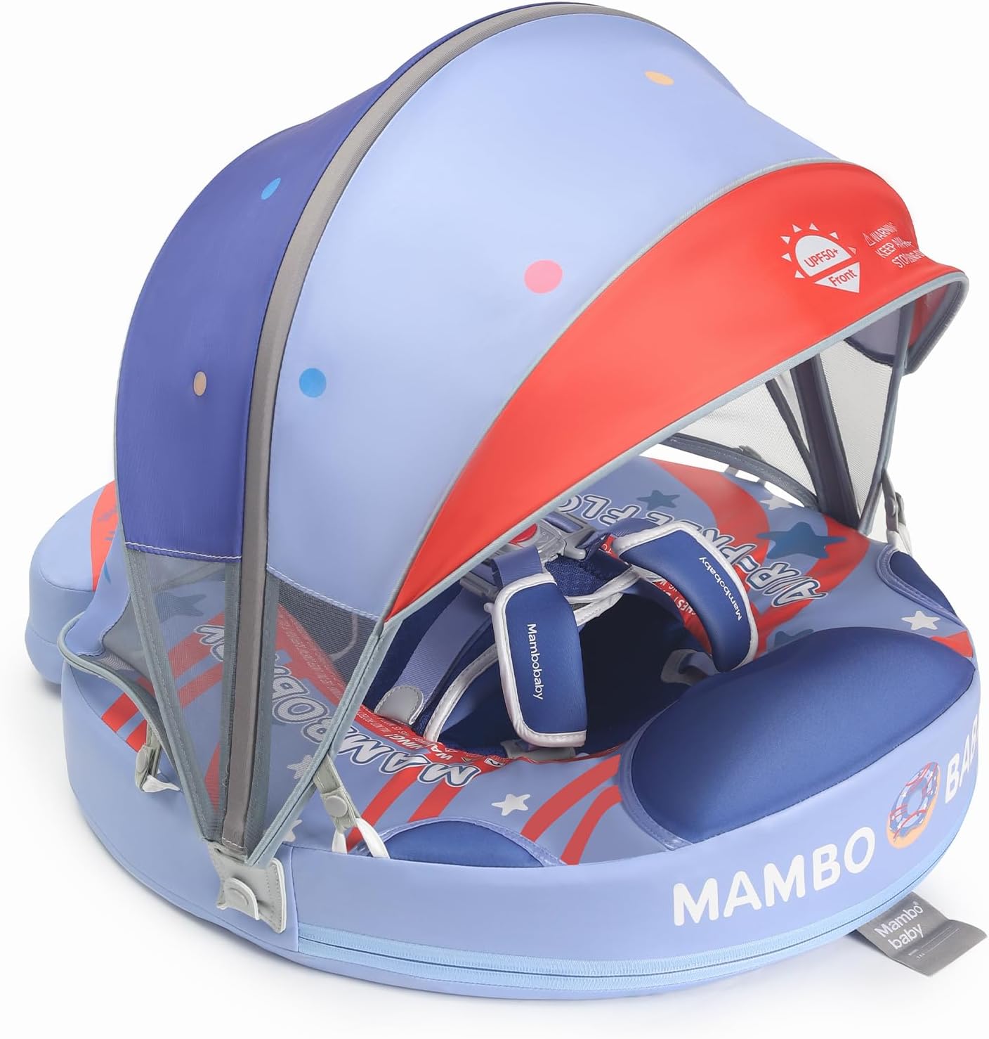 Detalle de GENTEACO Mambobaby Baby Swim Float with Canopy: Non-Inflatable, Skin-Friendly, Safe Pool Fun for 3–24 Months