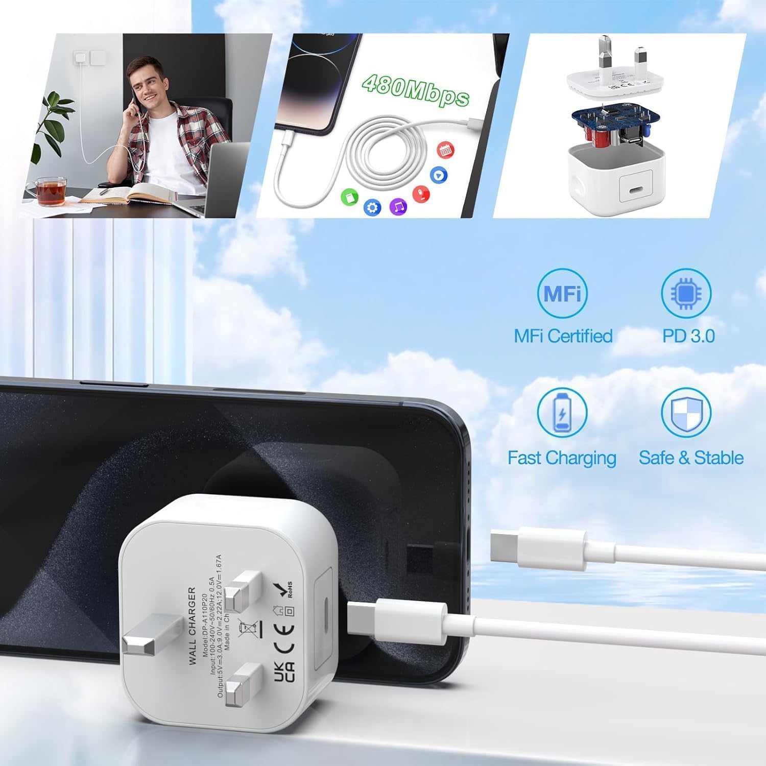 Thumbnail 4 de iPhone 17 20W Fast Charger with 2m USB‑C cable
