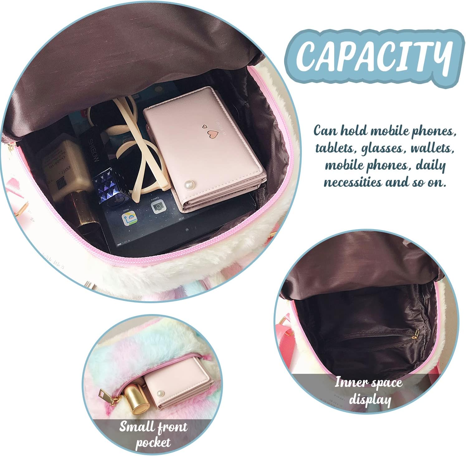 Detalle de Jywmsc Cute Bunny Backpack: Plush Rabbit Ears for Girls and Women