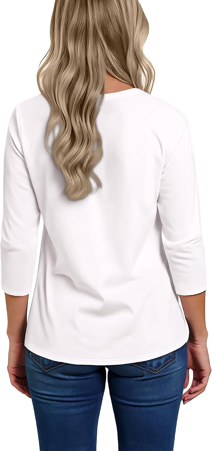 Detalle 2 de CHICALLURE 3/4 Sleeve V-Neck Tunic Tee for Women