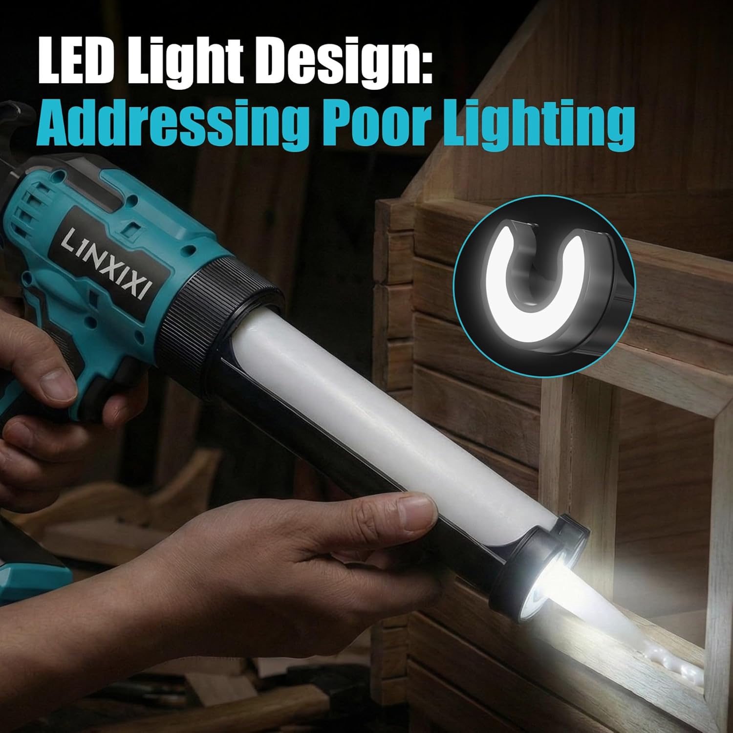 Detalle de Akku Kartuschenpresse kompatibel mit Makita 18V (inkl. LED, regelbare Geschwindigkeit, Anti-Tropf)