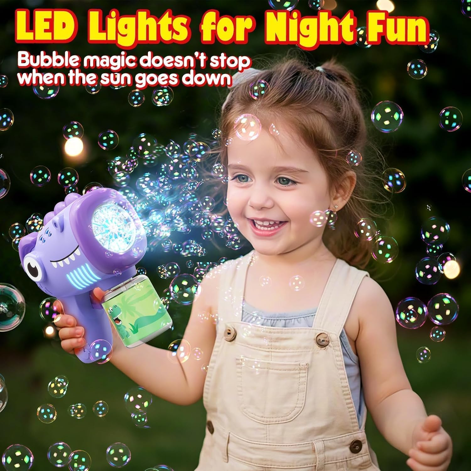 Detalle de Yunaking 2-Pack Bubble Machine Gun for Kids: Rechargeable Outdoor Bubble Fun