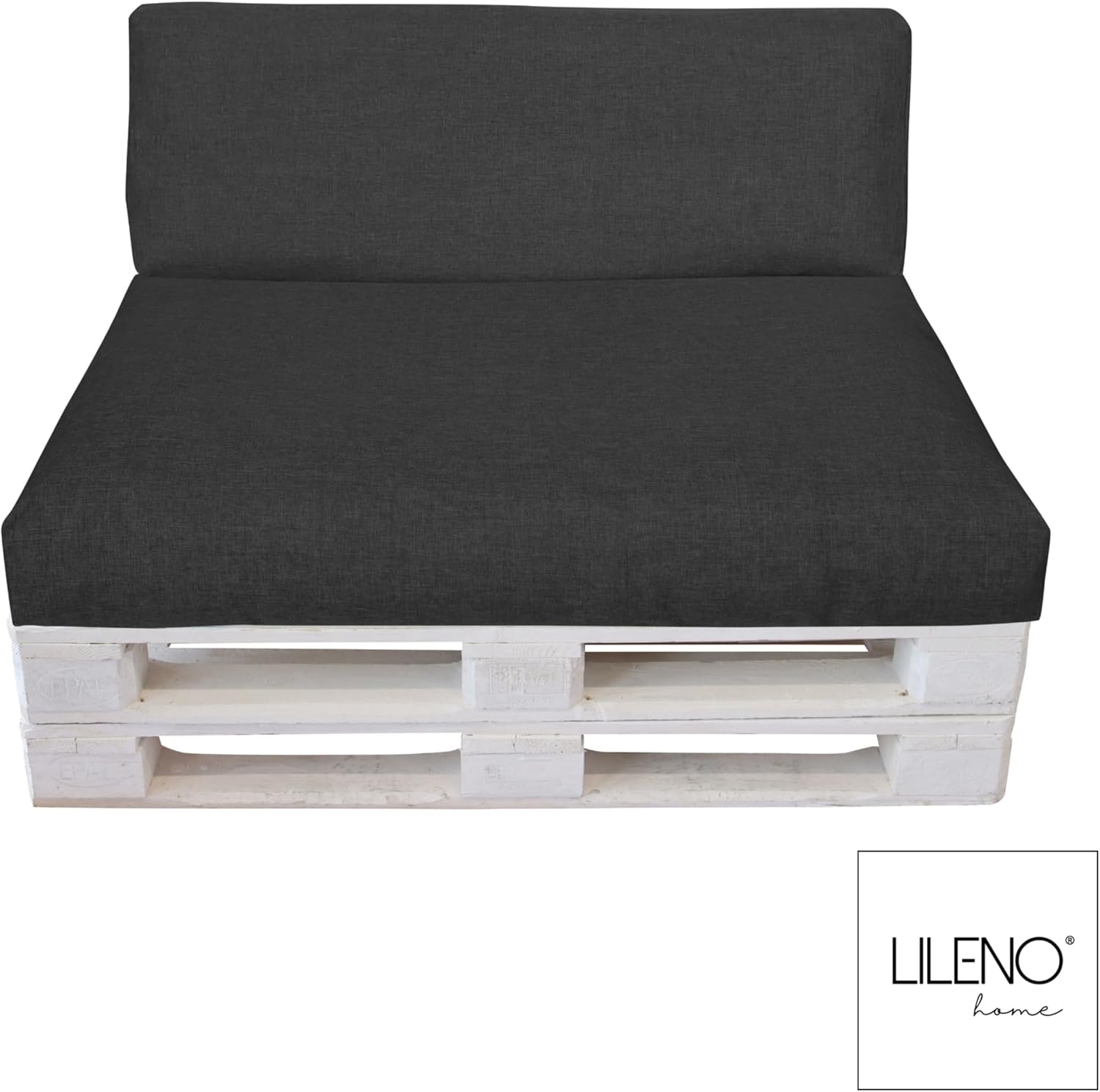 Thumbnail 6 de LILENO HOME Palettenkissen Bezug Anthrazit – Ersatzbezug für Sitzteil (120 x 80 x 16–20 cm)