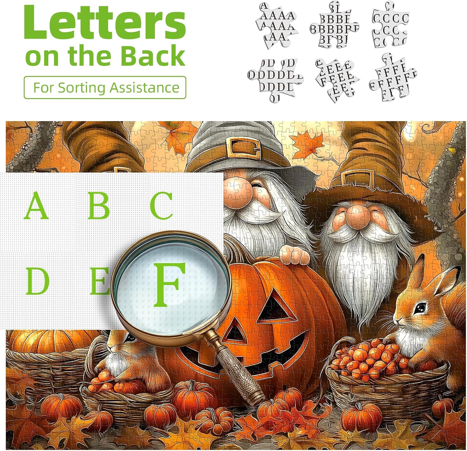 Detalle 2 de Autumn Gnome Jigsaw Puzzle, 500 Pieces