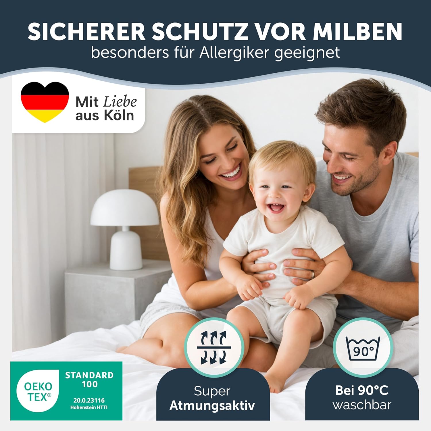 Detalle 2 de Blumtal Matratzenschoner 160x200 cm – wasserdicht, knisterfrei, OEKO-TEX zertifiziert