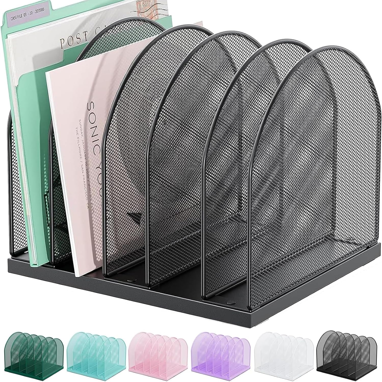 Detalle de gianotter Y-3 Desktop File Organizer, 5 Compartments, Black Carbon Steel