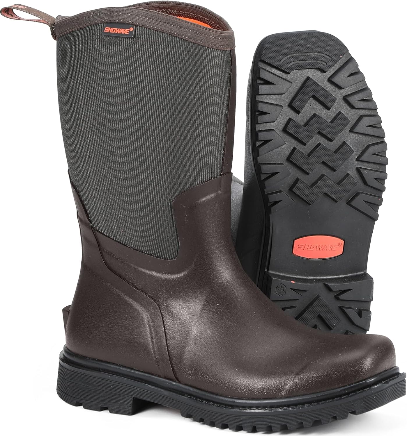 Showave Square Toe Rubber Boots for Men Waterproof Gardening Boots