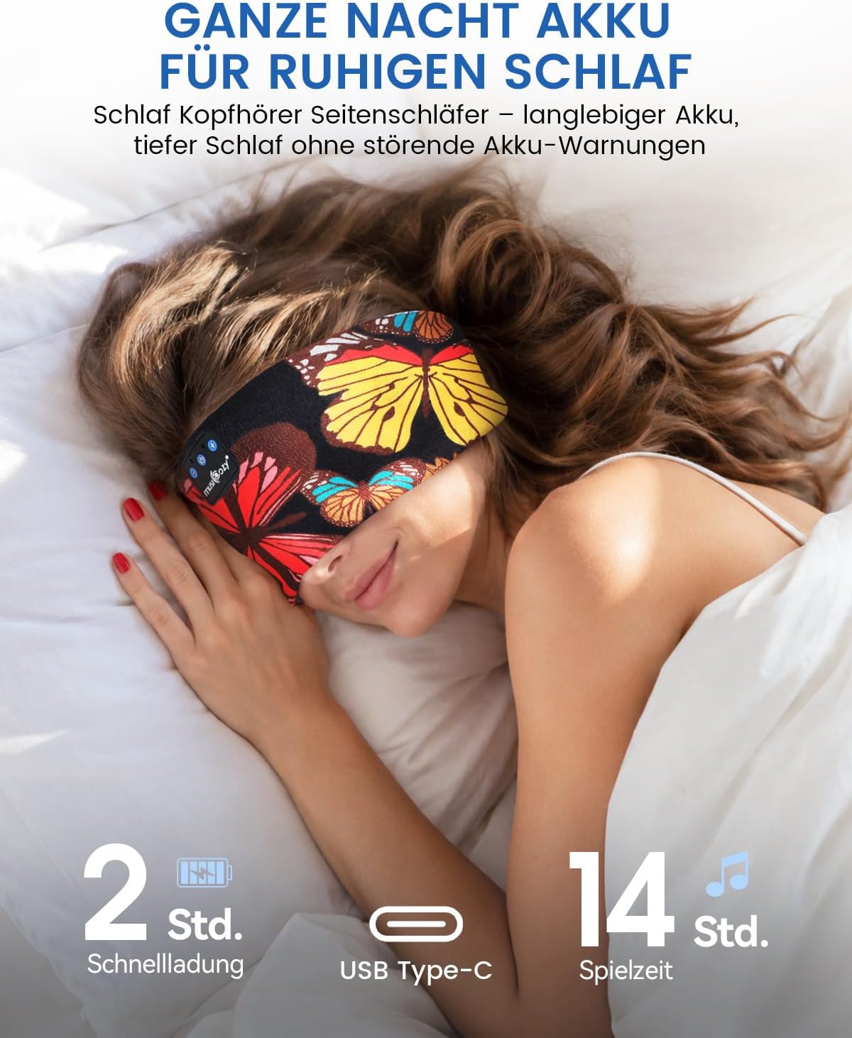 Thumbnail 5 de MUSICOZY Schlafkopfhörer Stirnband Bluetooth 5.4 – Ultradünne 11 mm Treiber, 14 Std Akku, Waschbares Design