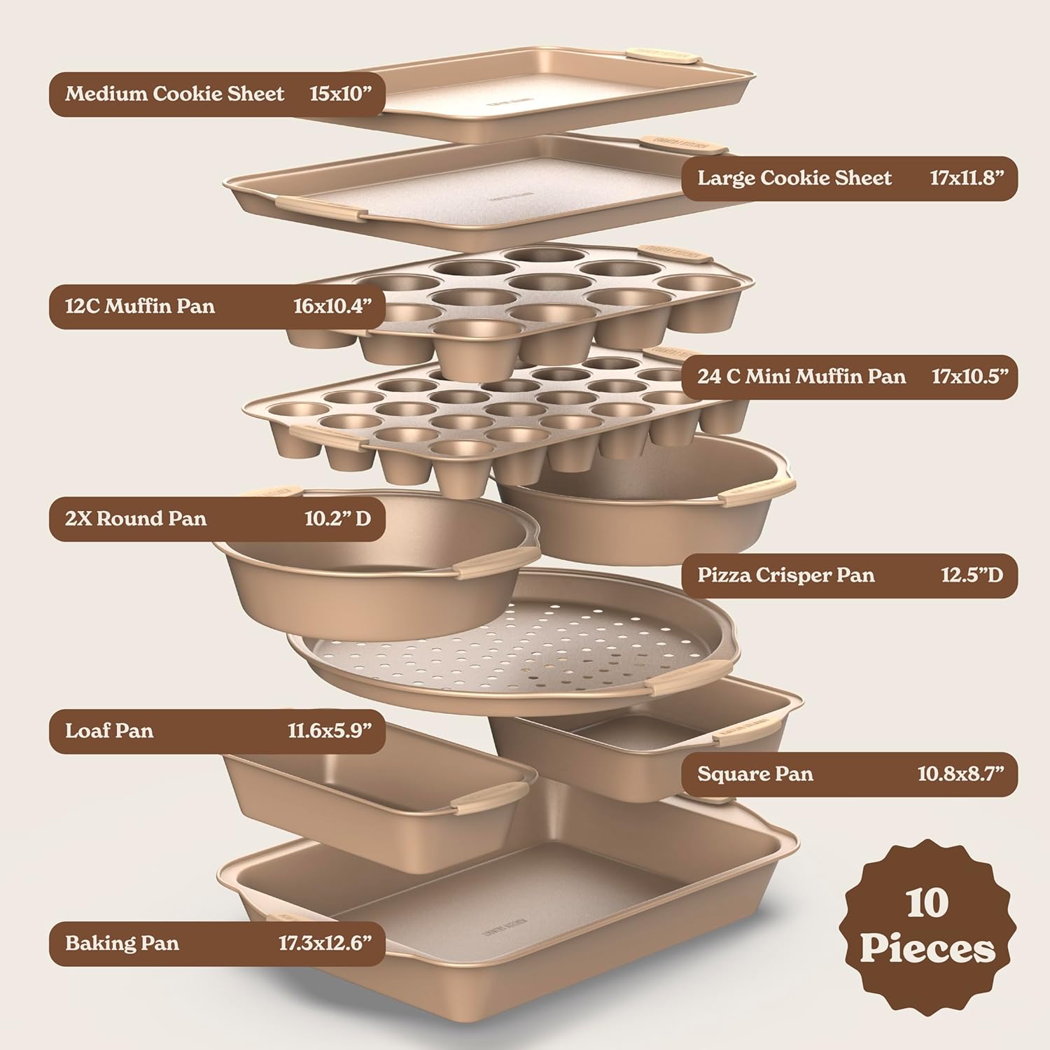 Thumbnail 1 de Country Kitchen Nonstick Bakeware Set, 10 pcs