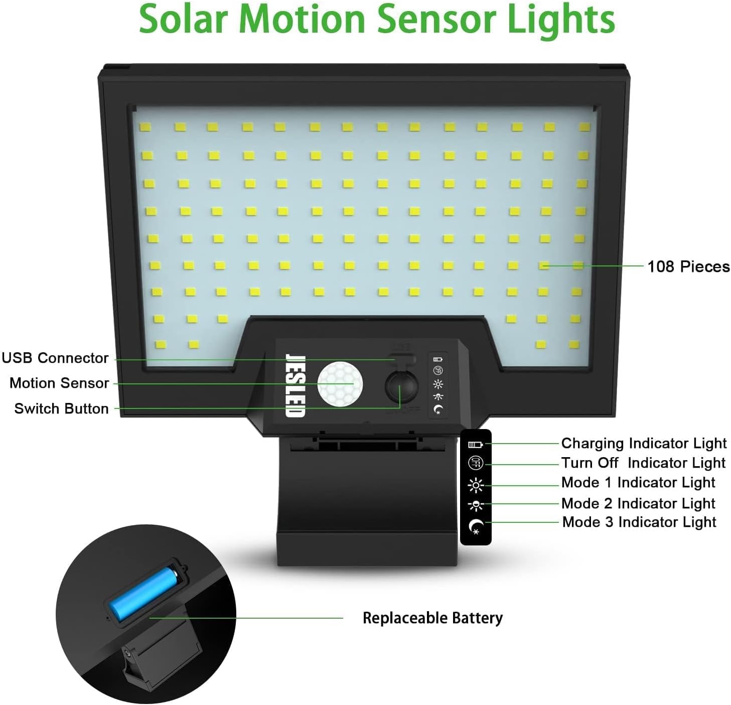 Thumbnail 6 de JESLED Solar Security Lights 108LEDs