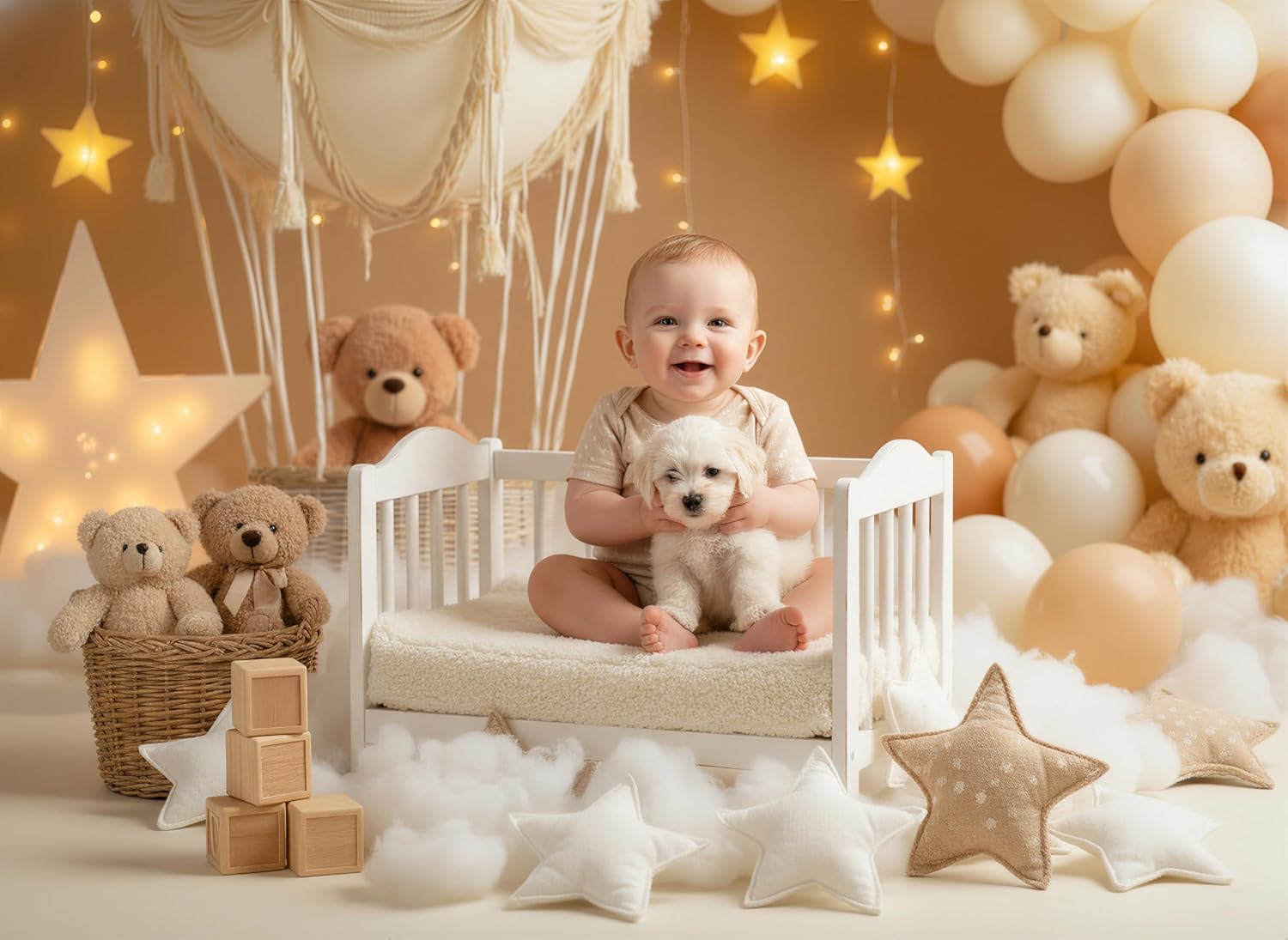 Detalle de Kate Hot Air Balloon Backdrop for 1st Birthday Party – 7x5ft/2.2x1.5m