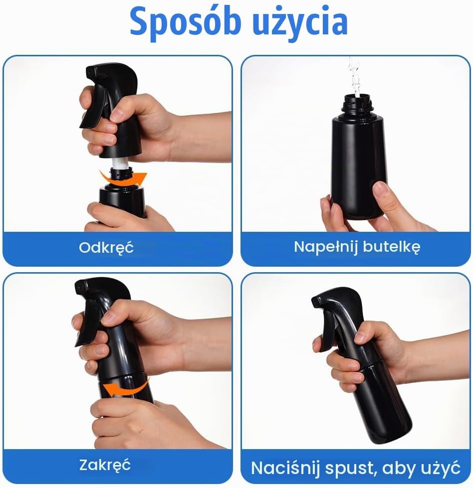 Detalle 1 de Beugo 5395945 – czarna butelka z atomizerem 200 ml, drobna mgiełka