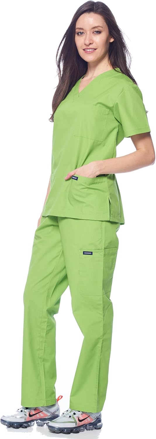 Thumbnail 2 de Dagacci cotton-blended medical scrubs set for women and men (V-neck top + straight-leg pants)