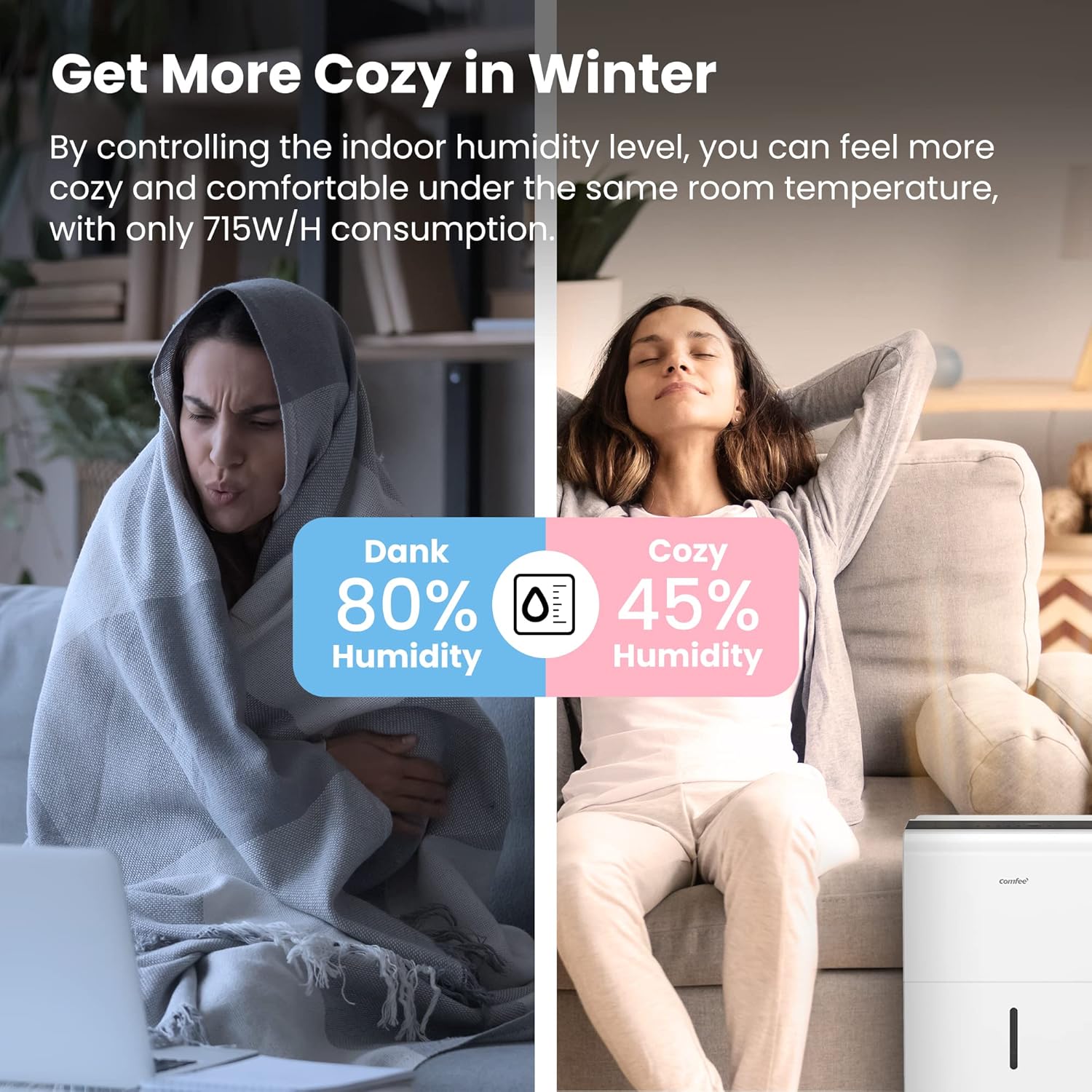 Thumbnail 2 de Comfee Luftentfeuchter MDDP-30DEN7 (30 l/24 h) für bis ca. 180 m³ – Smart-Dehumidifier mit 3-l-Wassertank