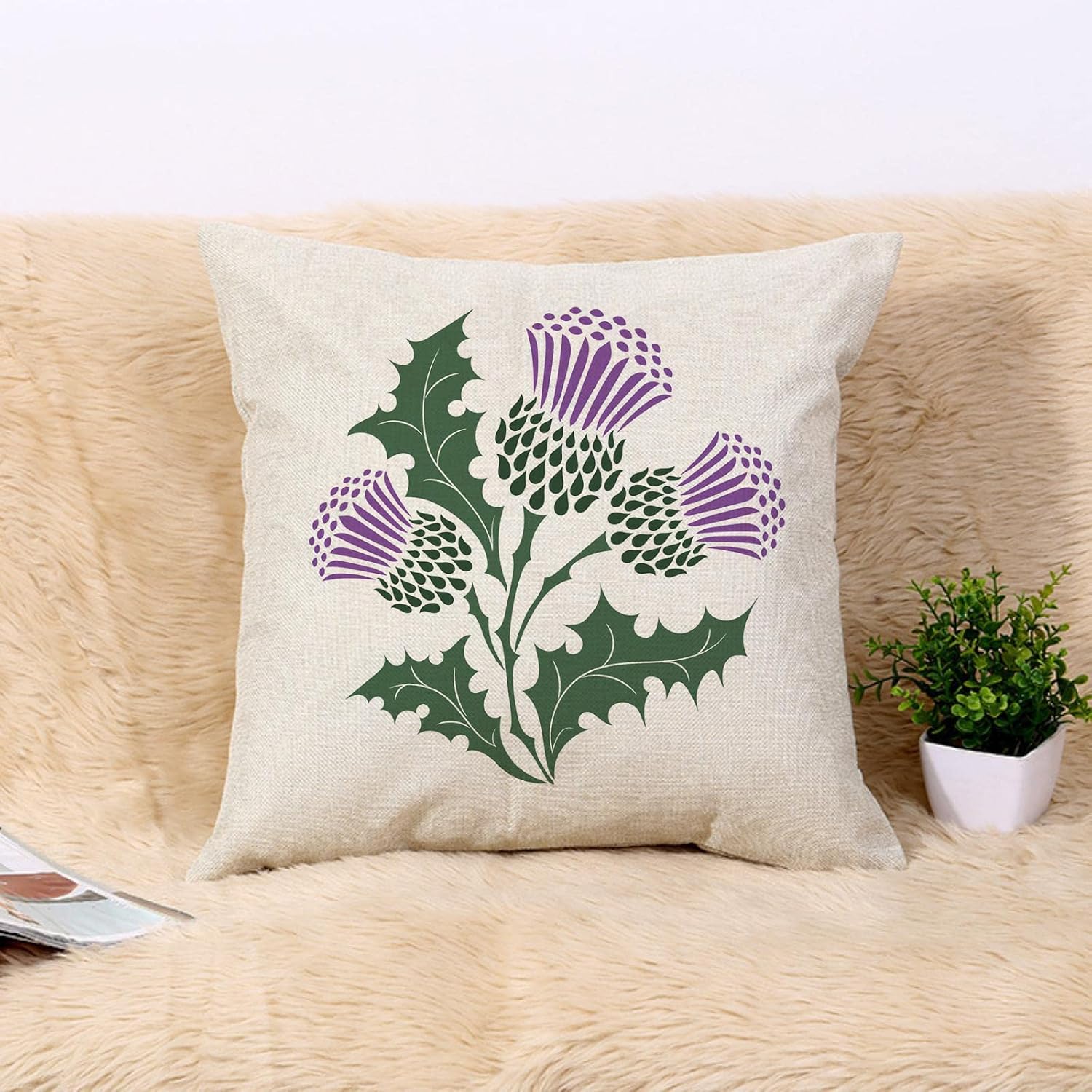 Detalle 2 de HUASHUZI kussenhoes met Schotse bloemen, afneembaar en voor buiten