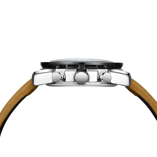 Detalle de LN LENQIN Montre Homme - Montre analogique à quartz, étanche 3ATM, bracelet cuir
