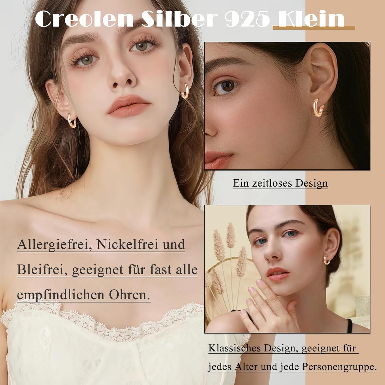 Thumbnail 4 de Loutade Creolen aus 925 Sterling Silber klein mit ovalem Twist und Zirkonia