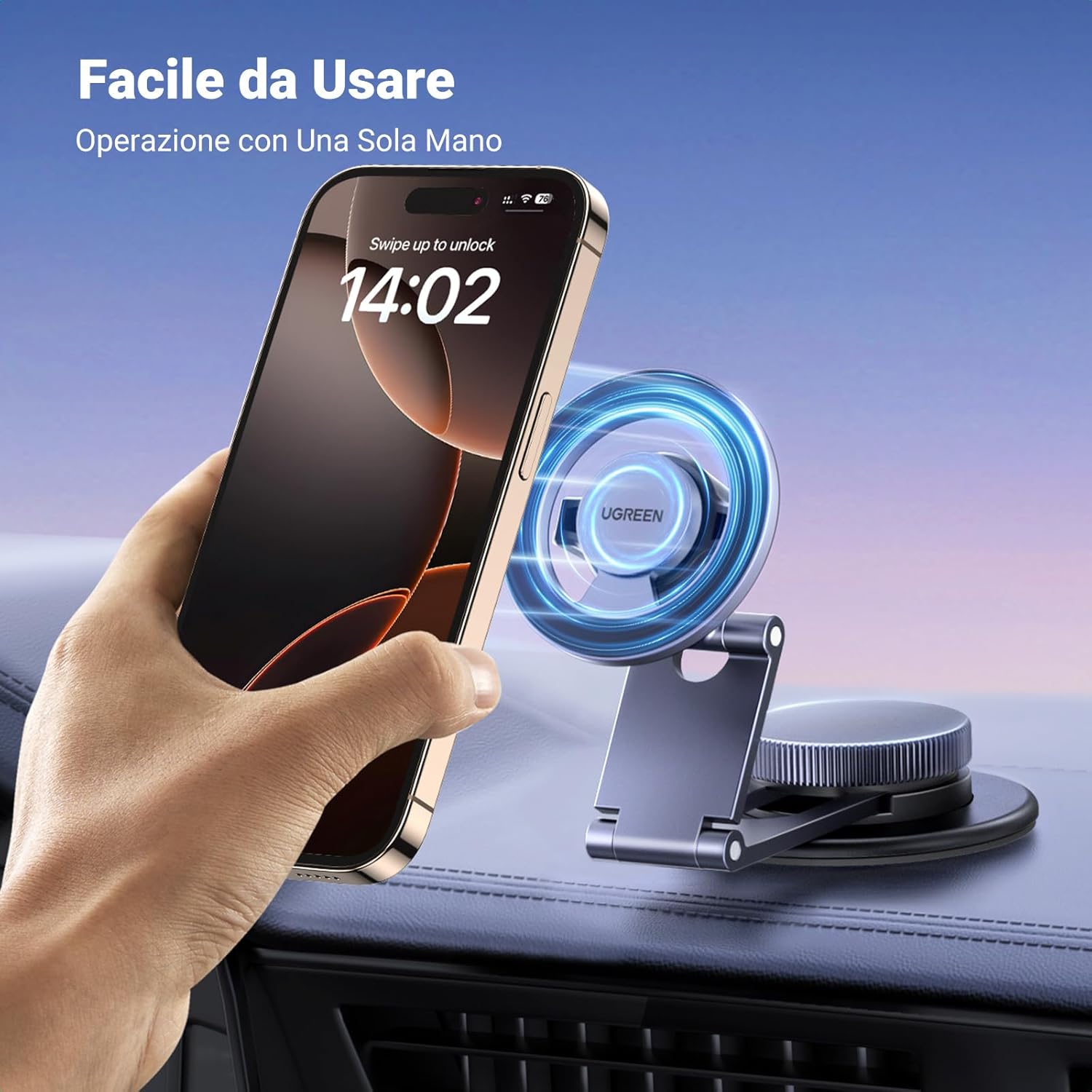 Thumbnail 6 de UGREEN Supporto Telefono Auto MagSafe per Cruscotto: pianta robusta, rotazione 360° e design retrattile in lega di alluminio