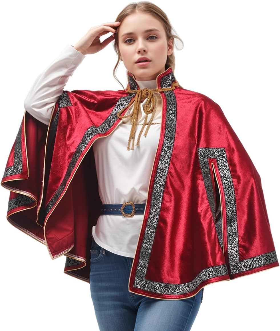 Thumbnail 6 de UniqKaliber Cape médiévale demi-épaules steampunk – châle Renaissance à lacets pour costume