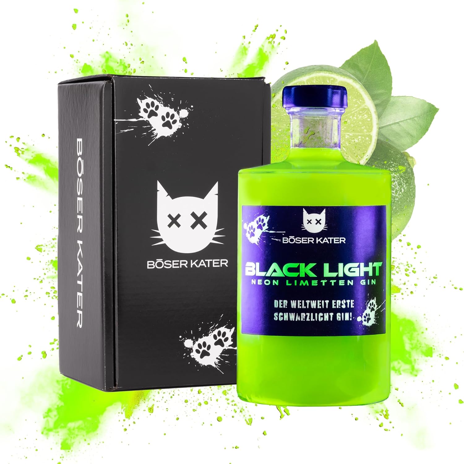 Thumbnail 6 de BÖSER KATER Blacklight Gin Geschenkset – Neon Gin mit UV-Taschenlampe & 2 Gläsern (0,5l, 40% Vol.)
