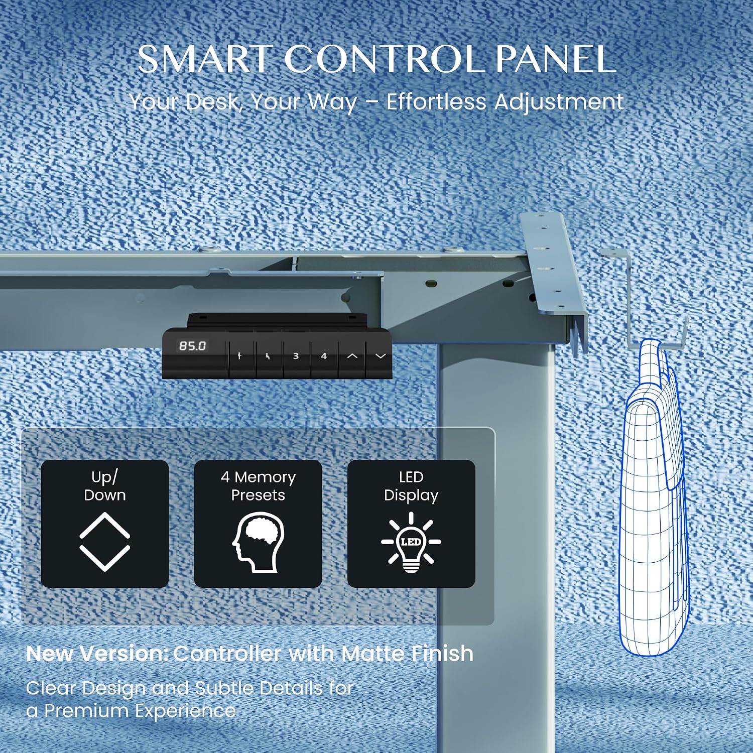 Thumbnail 5 de FlexiSpot E1 Pro Standing Desk Frame, Dual Motors, LED Display, Sierra Blue