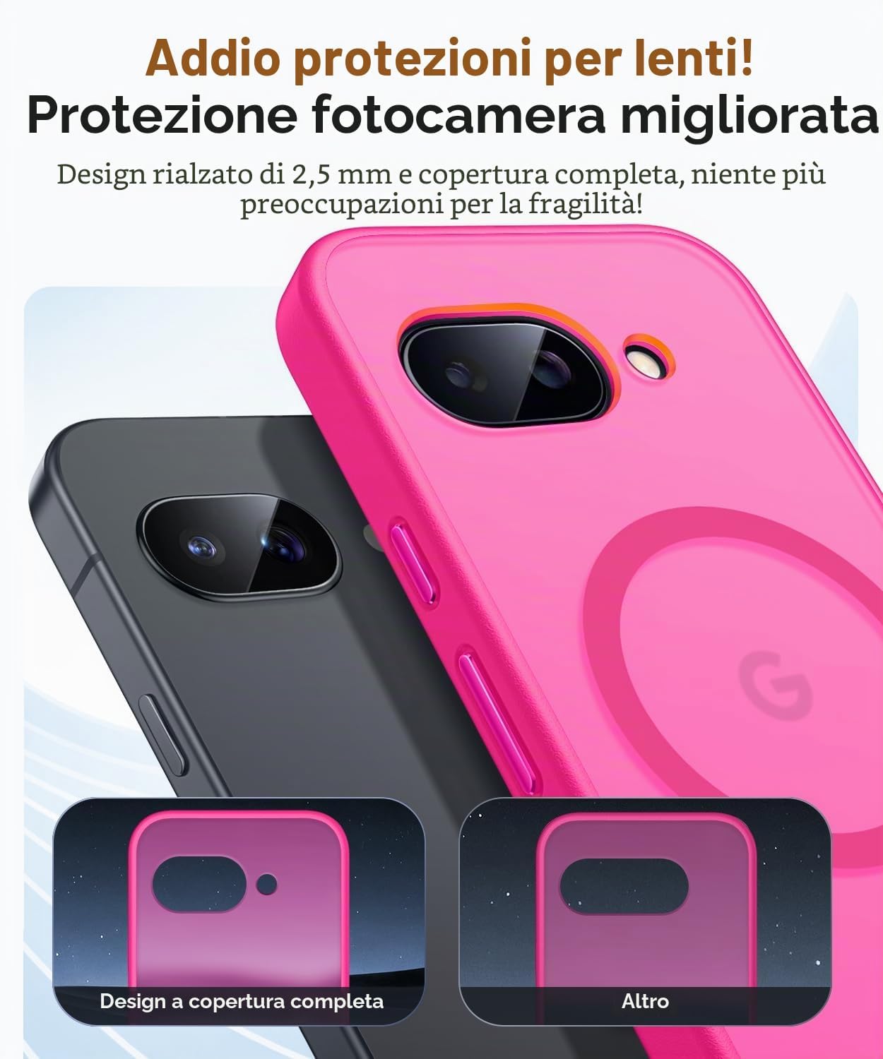 Detalle de CANSHN Magnetica Cover per Google Pixel 9a (6.3”) – protezione fotocamera a copertura totale, retro opaco e design sottile