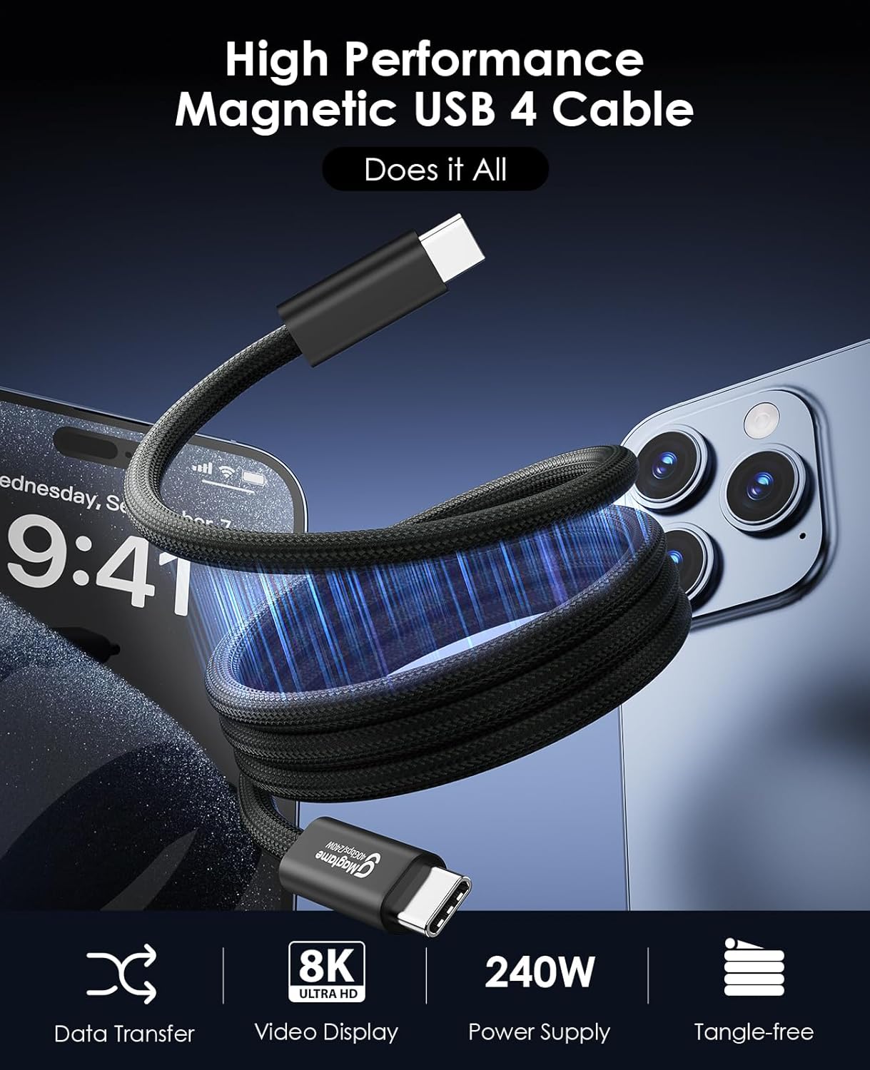 Thumbnail 1 de Cable USB 4 240W, 0,75m, soporte 8K y 4K 🔌