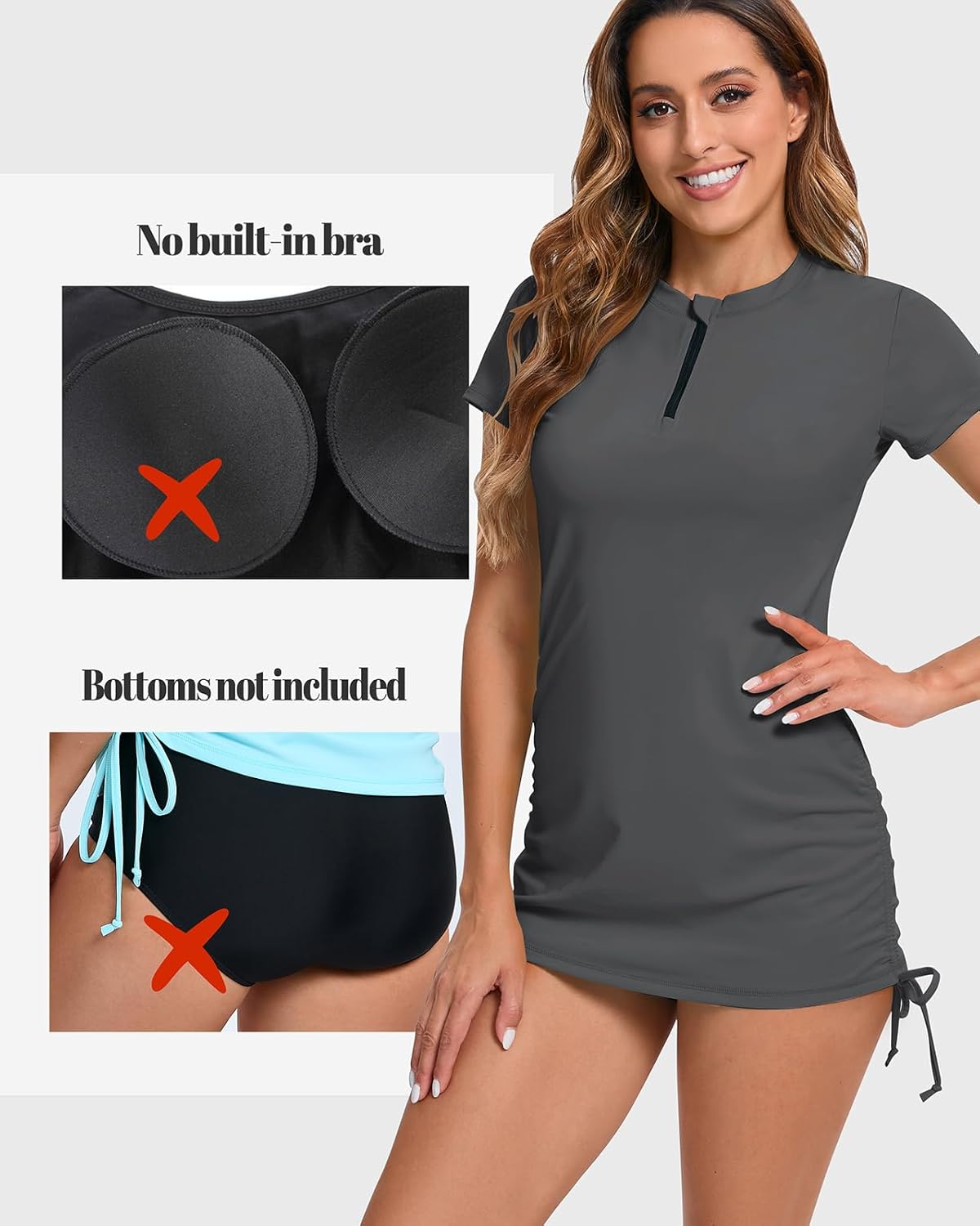 Thumbnail 4 de Havideto Women Rash Vest Short Sleeve 1/4 Zip UPF 50+ UV Swim Top