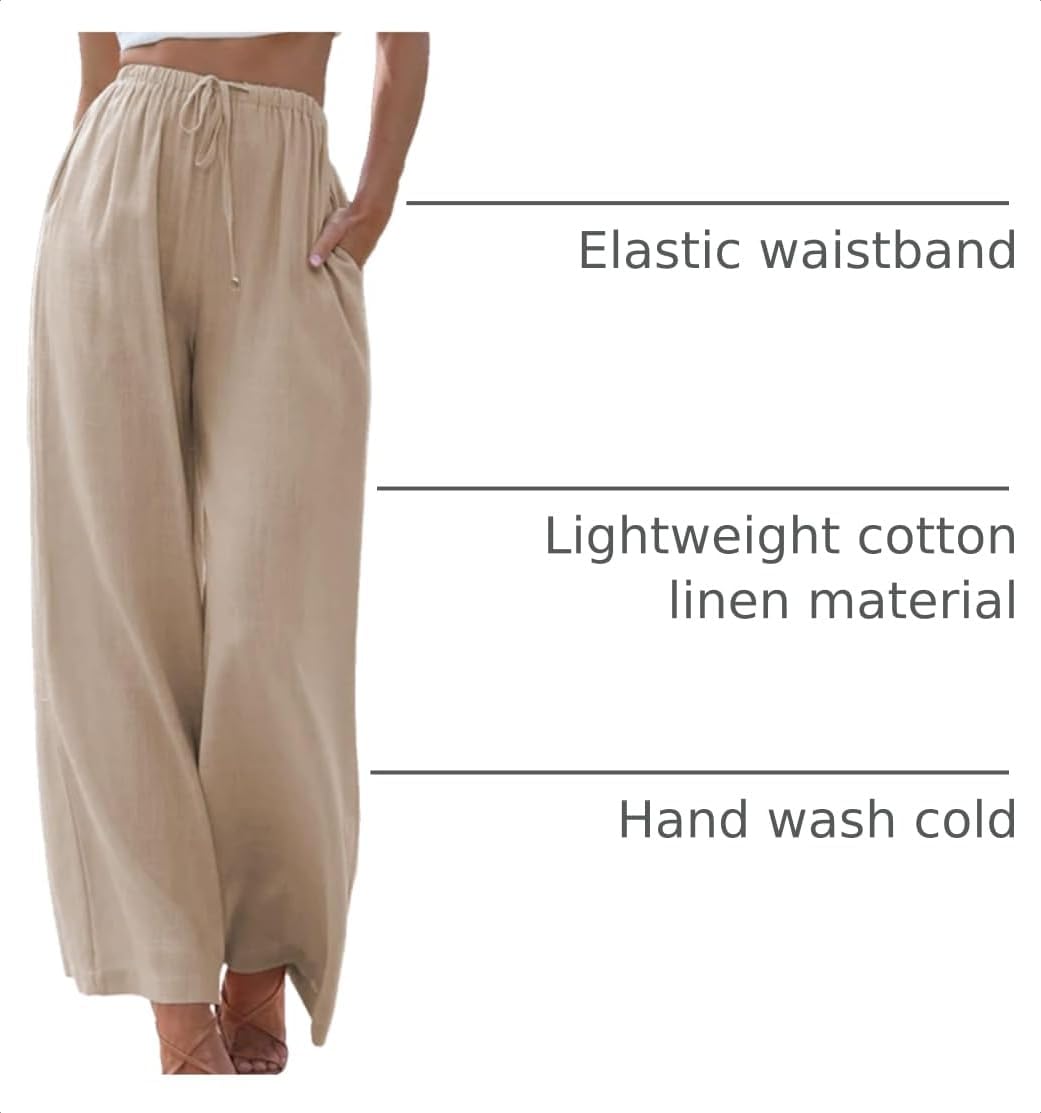 Detalle 2 de Duyang Womens Cotton Linen Palazzo Pants wide-leg trousers