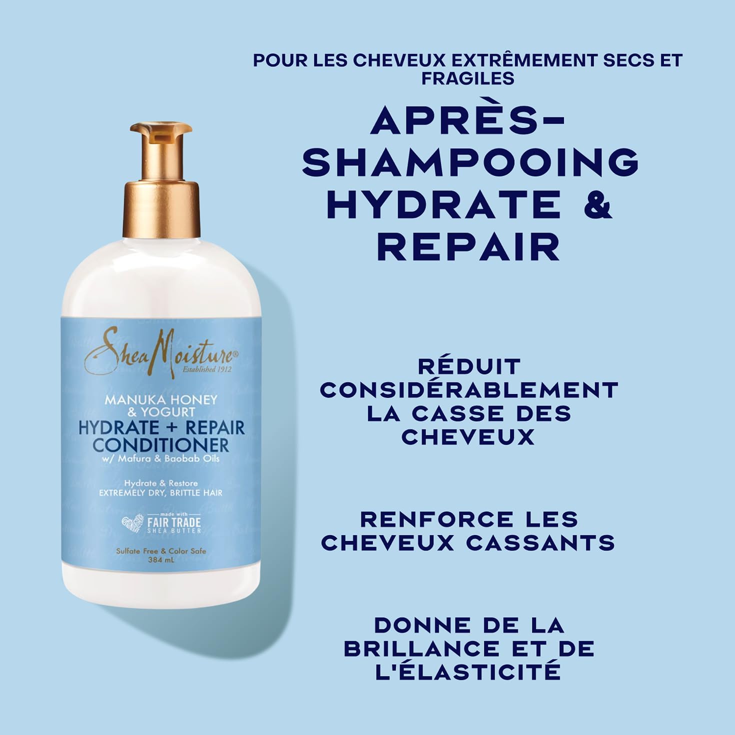 Detalle de SheaMoisture Hydrate & Repair Après-shampooing Miel de Manuka & Yaourt – 384 ml