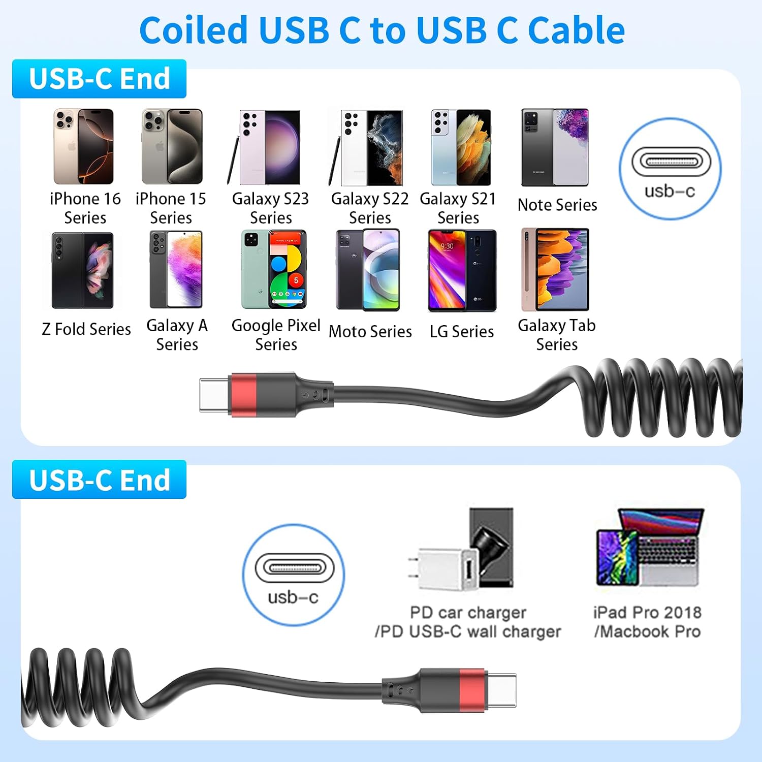 Thumbnail 6 de Coiled USB C to USB C Cable 60W 2-pack