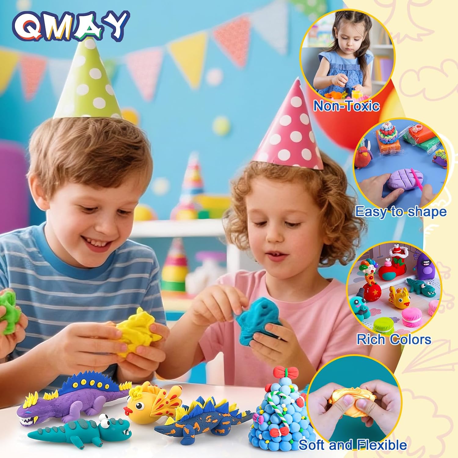 Detalle de QMAY Air Dry Clay: 24 Colours Ultra Light Modelling Kit for Kids