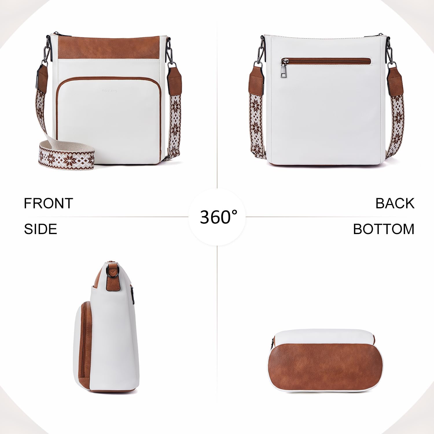 Detalle de Roulens Crossbody Bags for Women: Soft Vegan Leather Medium Shoulder Purse with Front Zipper Wallet Pocket