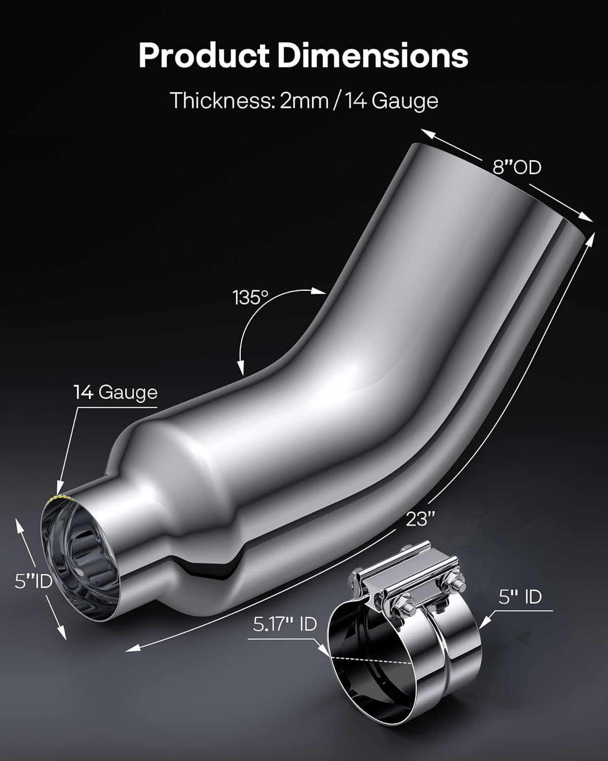Thumbnail 1 de JY PERFORMANCE 5 Inch Diesel Elbow Tip 23