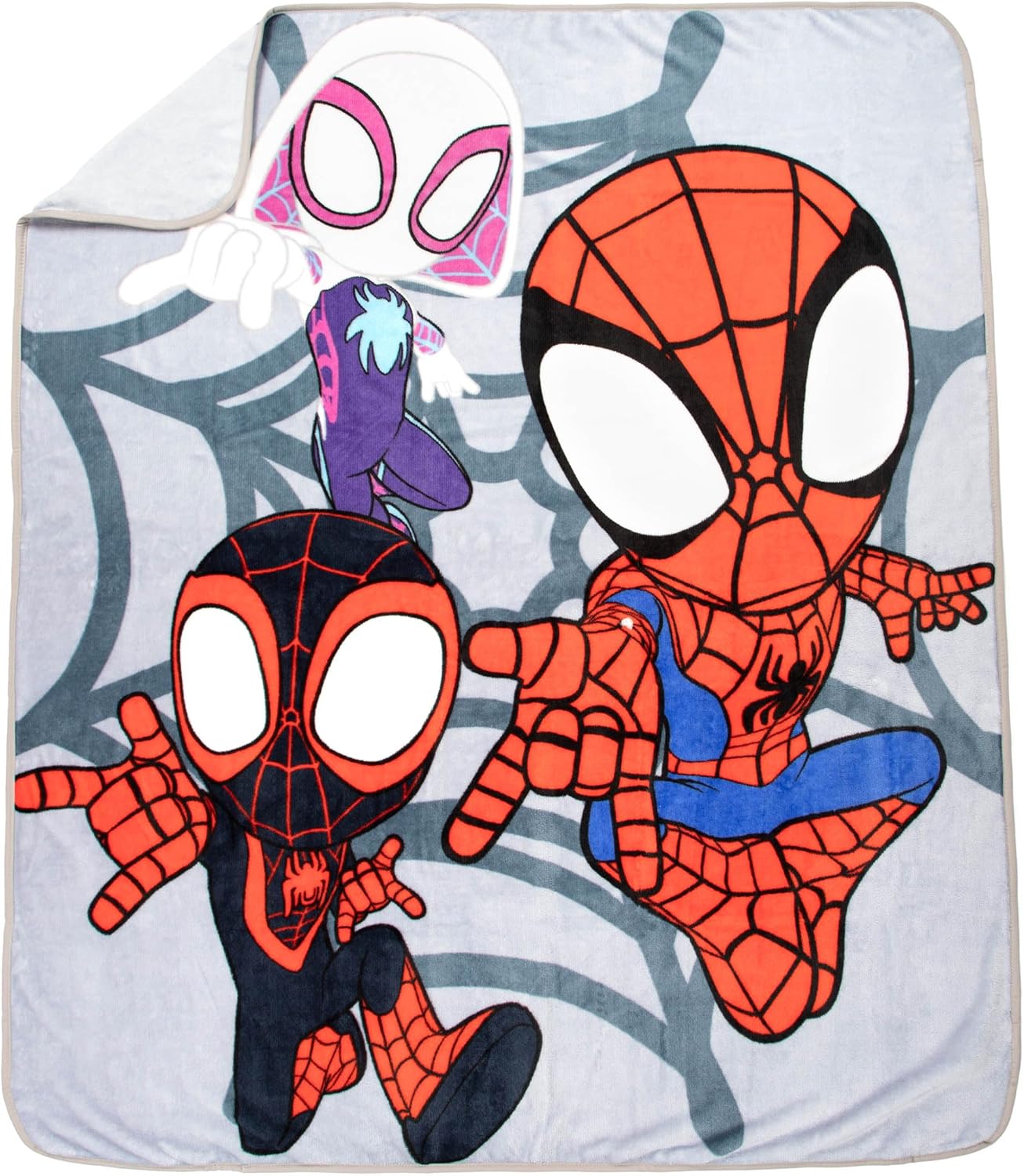 Thumbnail 3 de Jay Franco Cuscino Abbraccio Mini Peluche Marvel Spidey e i Suoi Fantastici Amici Ghost Spider Gwen & Plaid Morbido 130 x 150 – Set Coccole Bambini