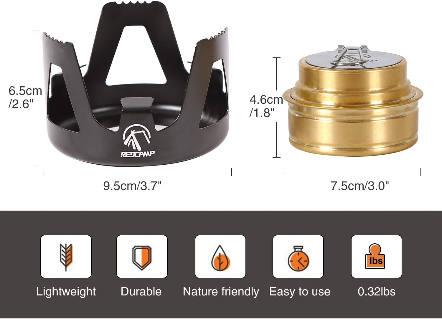 Thumbnail 4 de REDCAMP Mini Spirit Burner – Brass Alcohol Stove (Black)