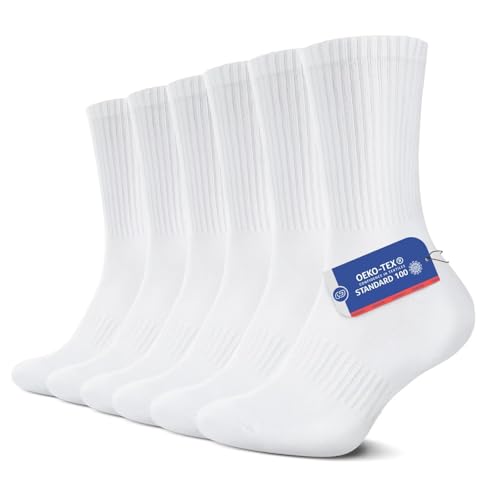 Detalle de YouShow 6 Paia Calze da Tennis in Cotone Bianco 39-42 – Comfort e Durata