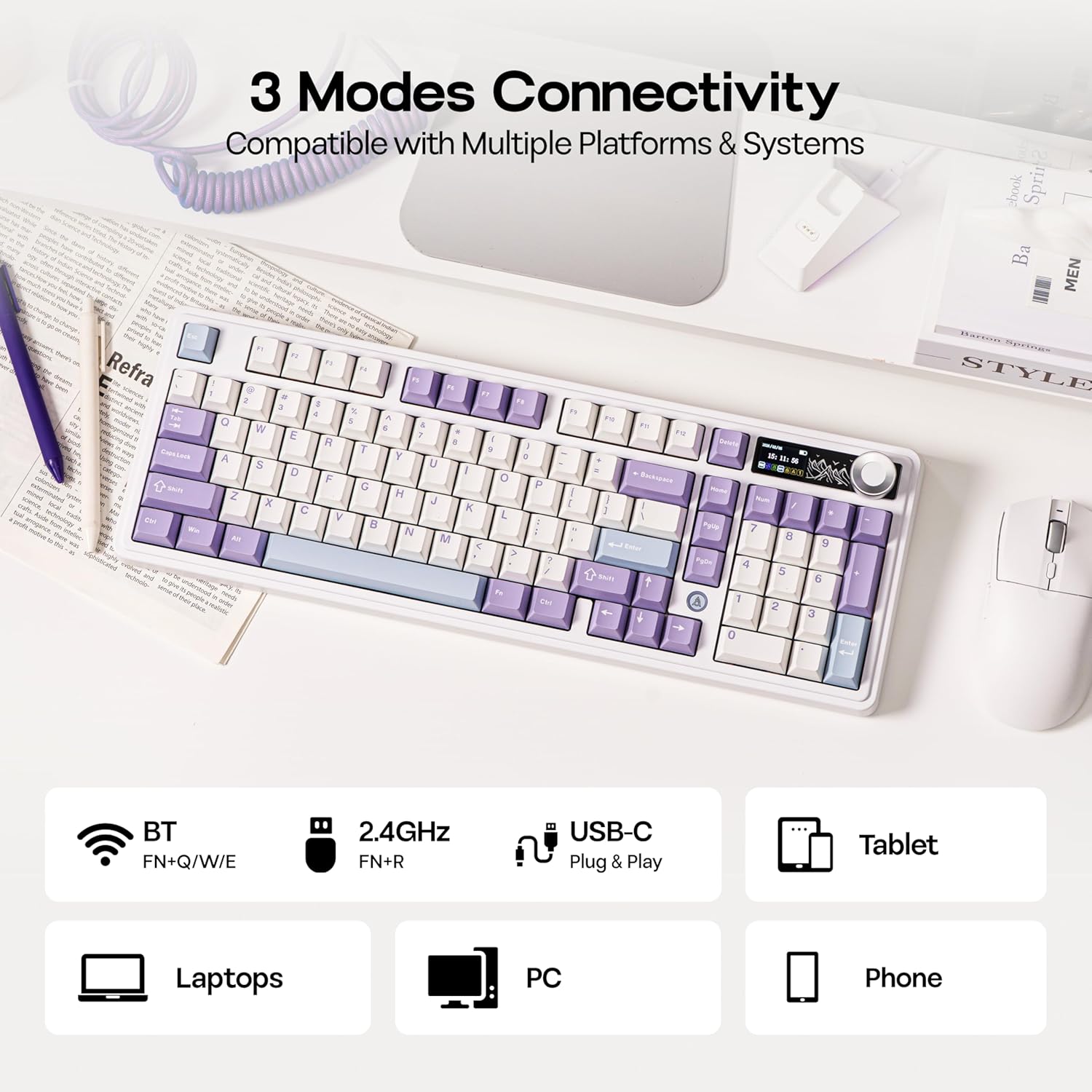 Detalle de MechLands AJAZZ AK980 V2 Mechanical Gaming Keyboard with Display Screen and 10,000mAh Battery