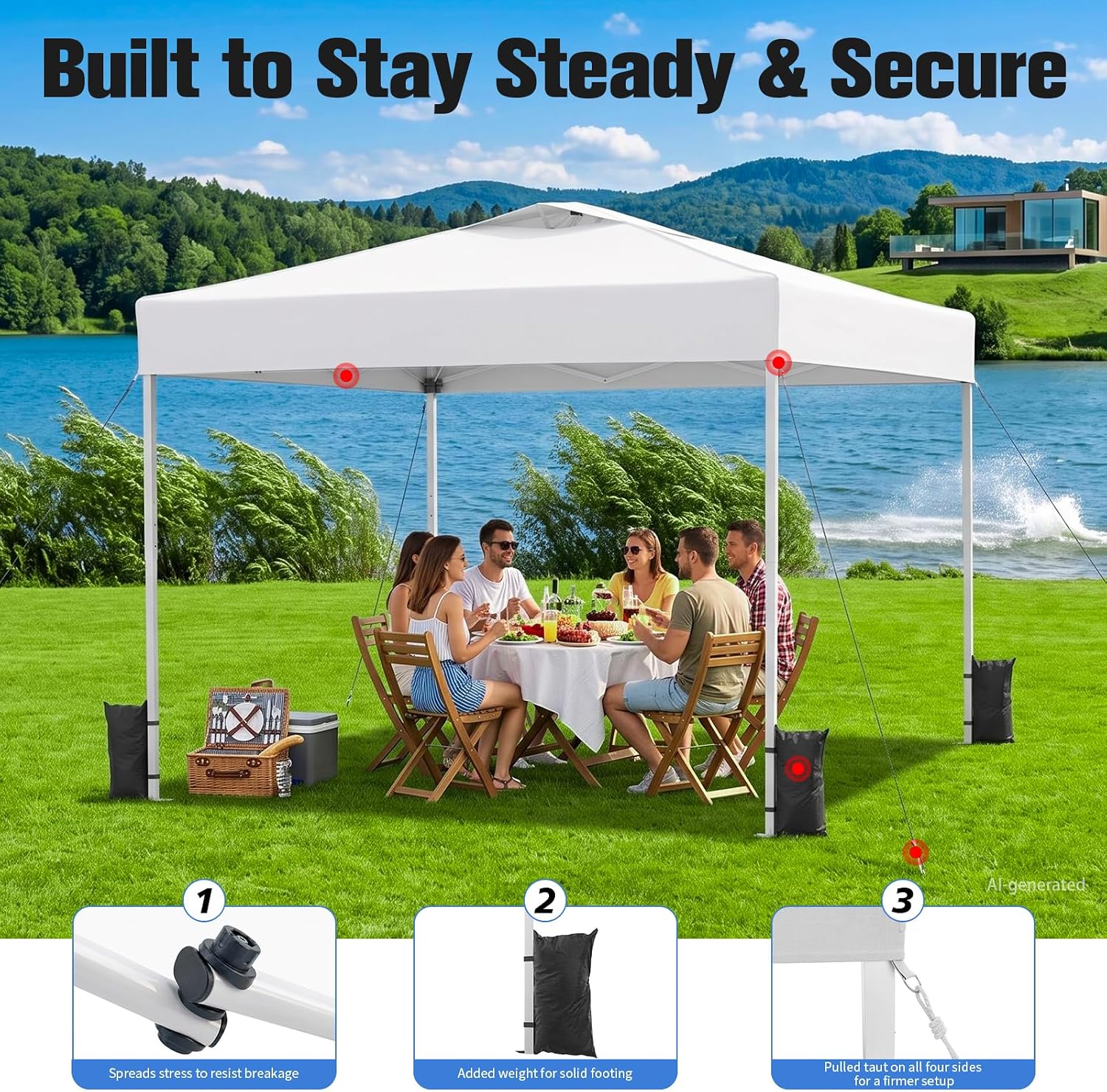 Thumbnail 5 de Arforbys 003 10x10 Pop-Up Canopy Tent, UPF 50+ Shade, Vented Roof
