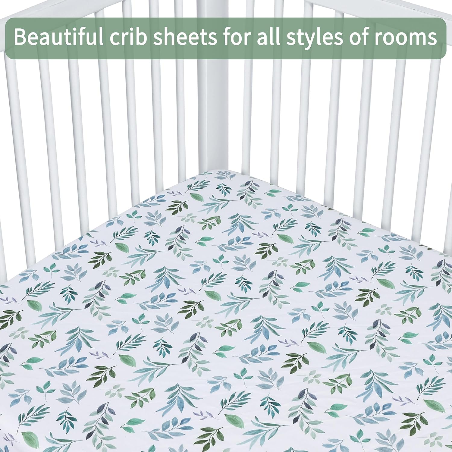 Detalle 2 de GUNTAIL 2-Pack Microfiber Crib Sheets, 52 x 28 x 8 in, Leaf & Green