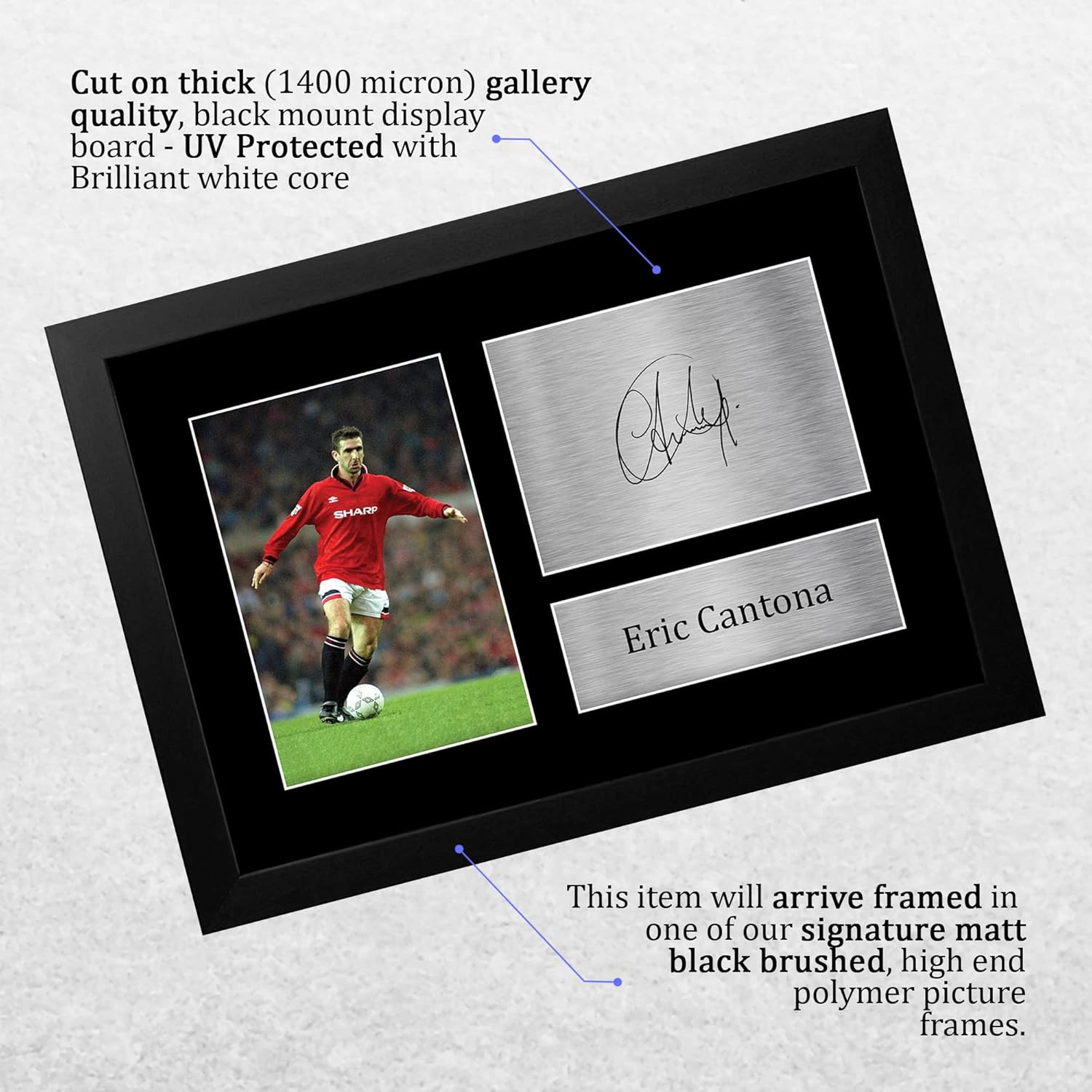 Thumbnail 2 de HWC Trading Eric Cantona gift signed and framed A4 print display
