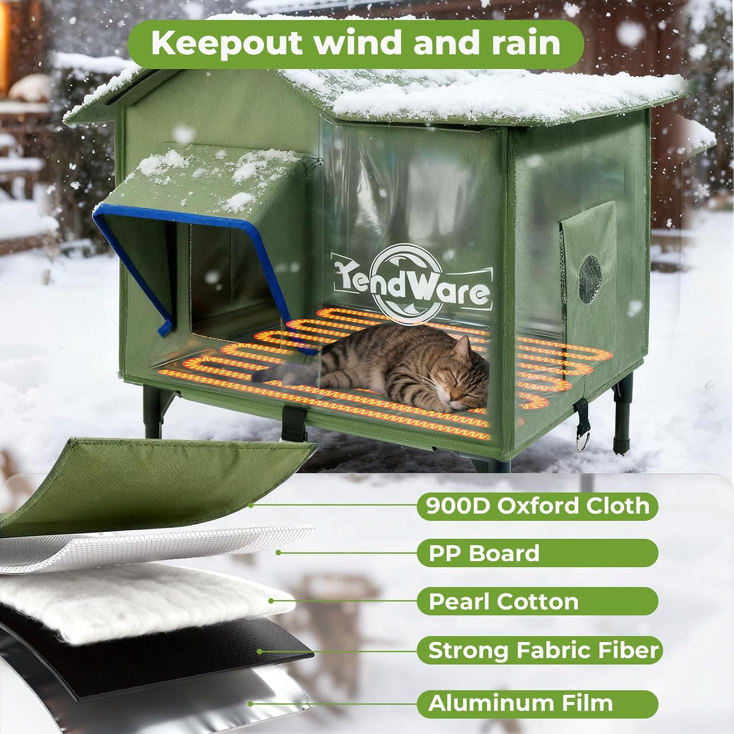 Thumbnail 5 de TENDWARE Heated Cat House 35–45 °C 🐱
