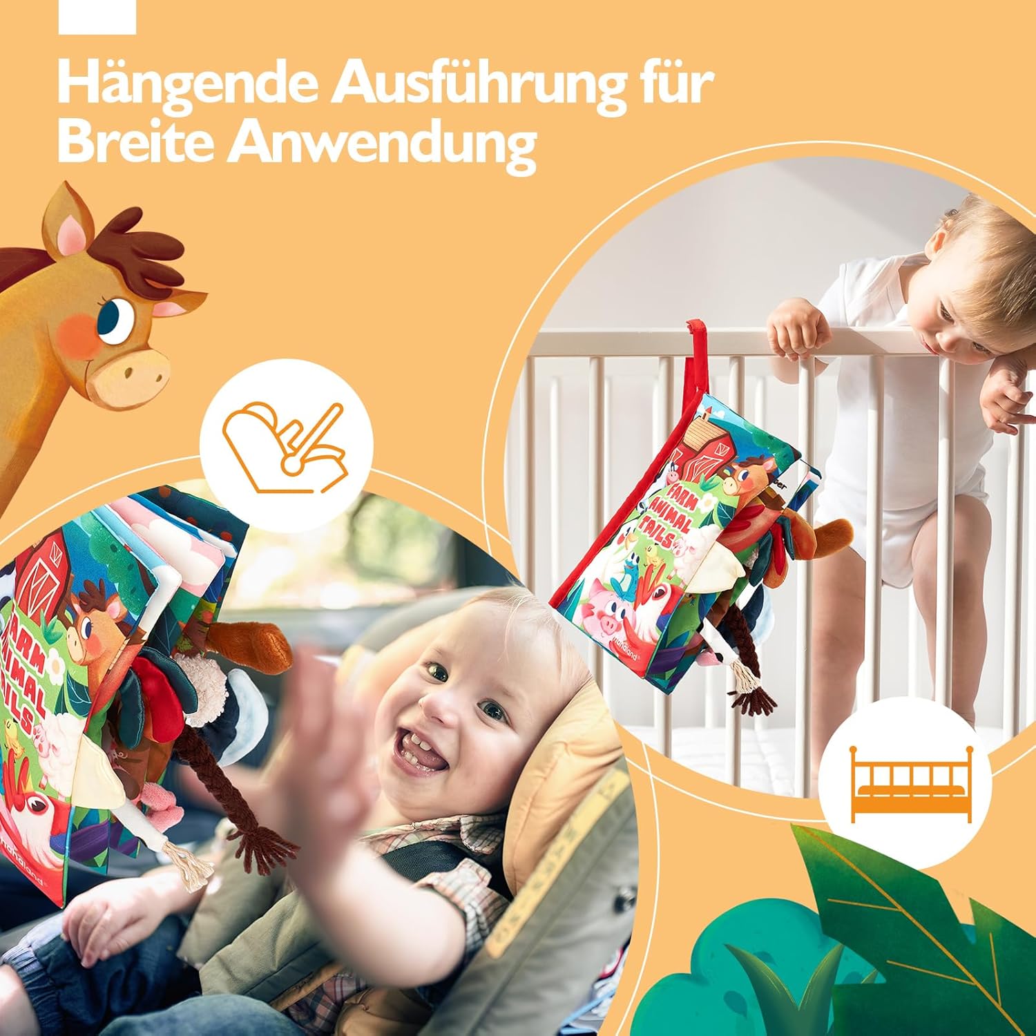 Thumbnail 5 de hahaland Baby Spielzeug Babybuch ab 3–6 Monaten – Stoff-Quiet-Book zum Bauernhof-Thema