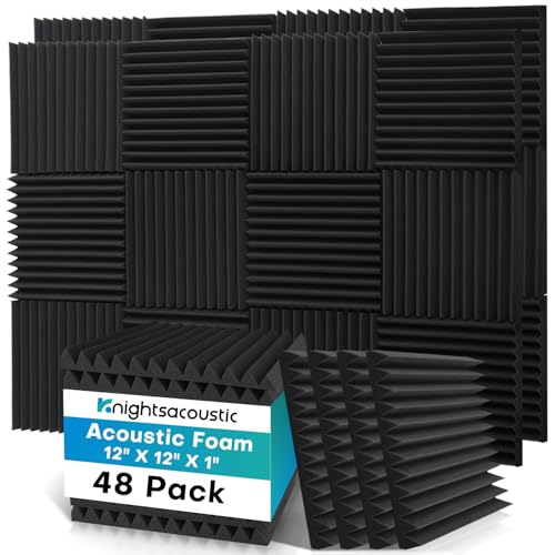 Detalle de Knightsacoustic 48 Pack Acoustic Wall Panels – 1" Thick High-Density Foam for Studios and Offices
