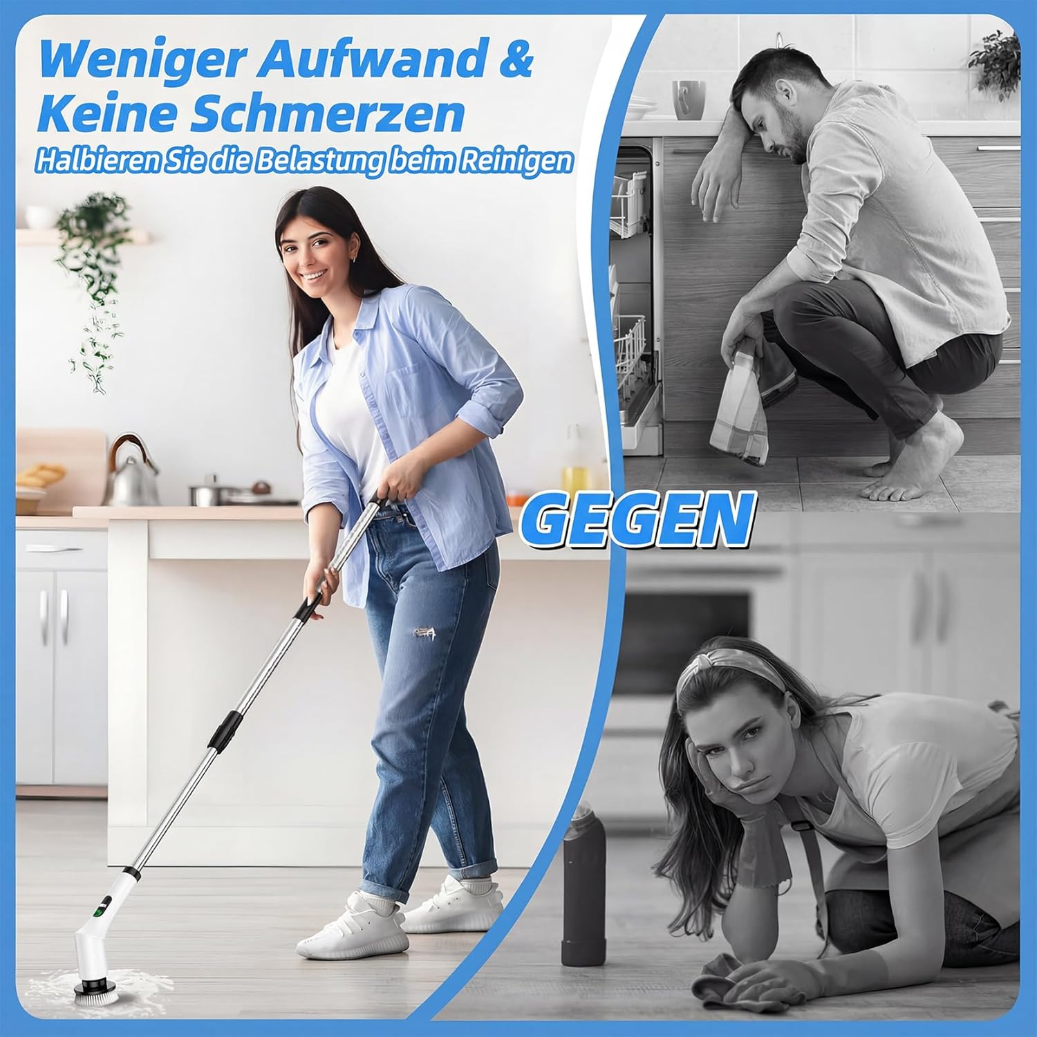 Thumbnail 1 de BioAura Elektrische Reinigungsbürste – 9-in-1 mit 9 Bürstenköpfen, 2 Geschwindigkeiten, verstellbarer Teleskopgriff