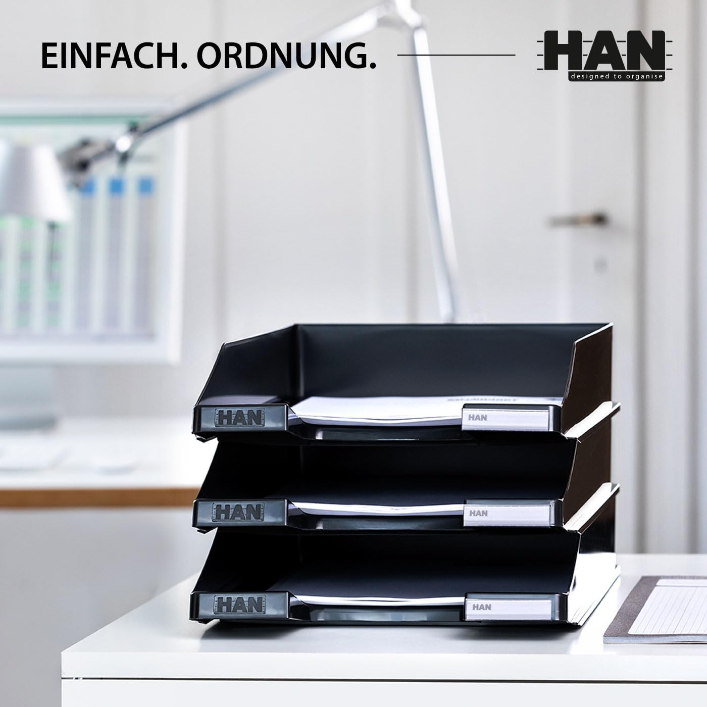 Thumbnail 4 de HAN Briefablage KLASSIK – 10 Stück, elegant stapelbar bis DIN A4/C4, schwarz