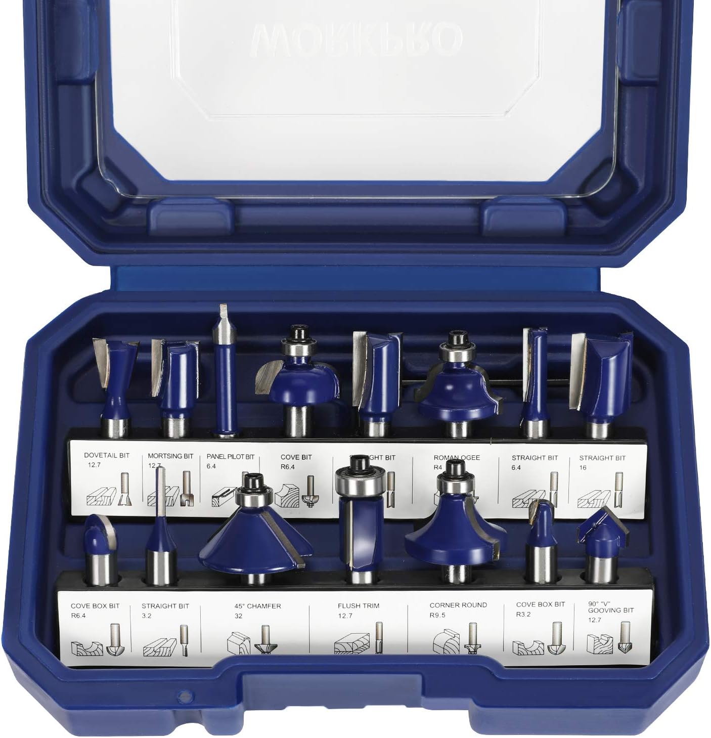 Thumbnail 1 de WORKPRO Set Frese per Legno 15 pezzi con codolo 8 mm e scatola in plastica